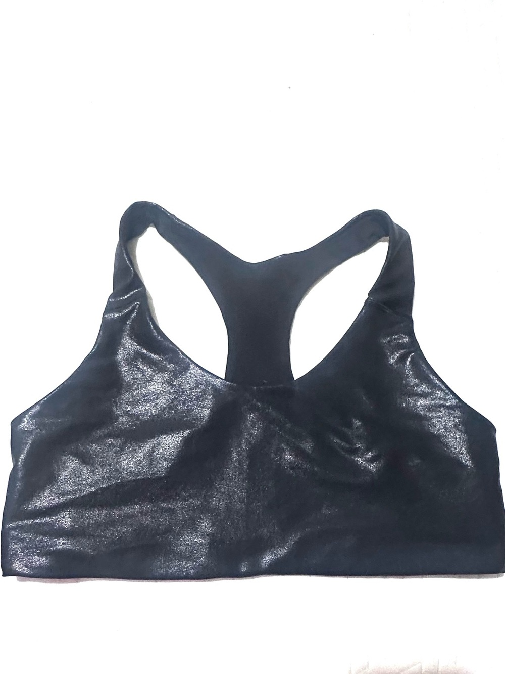 Old Navy Black Shiny Racerback Sports Bra
